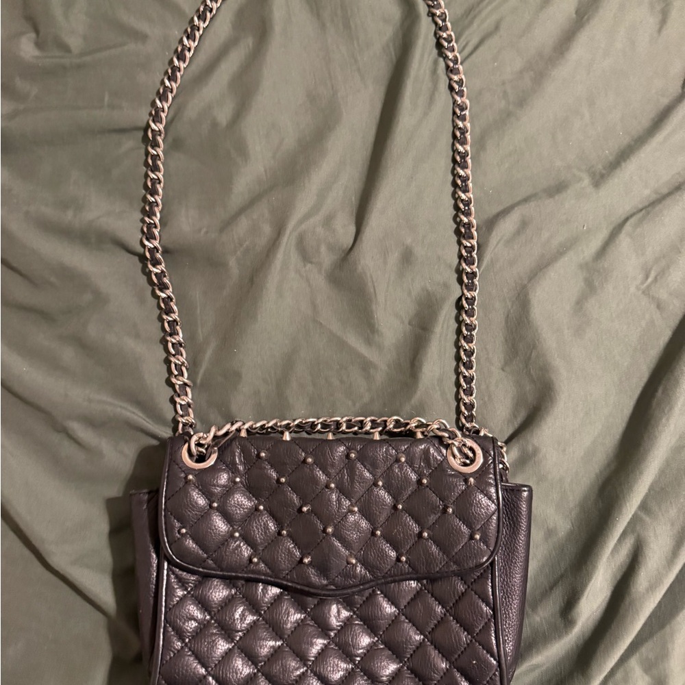 Rebecca Minkoff Quilted Black Leather Crossbody Bag with Chain Strap